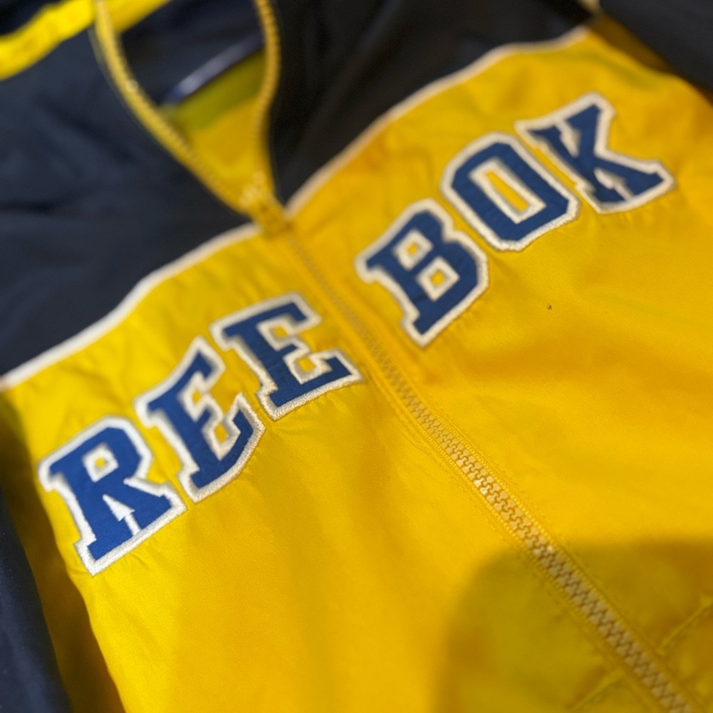 Reebok Y2K Yellow Navy Windbreaker Jacket Youth Large Runs Smaller colorblock - Picture 2 of 9
